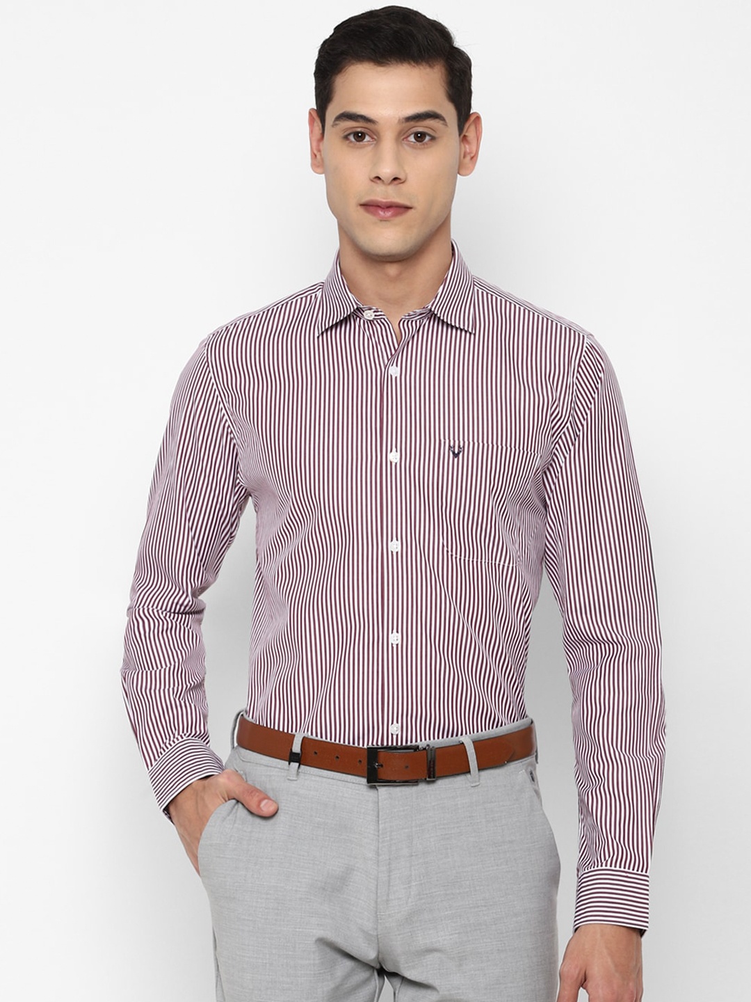 

Allen Solly Men Maroon Slim Fit Micro Checks Checked Pure Cotton Formal Shirt
