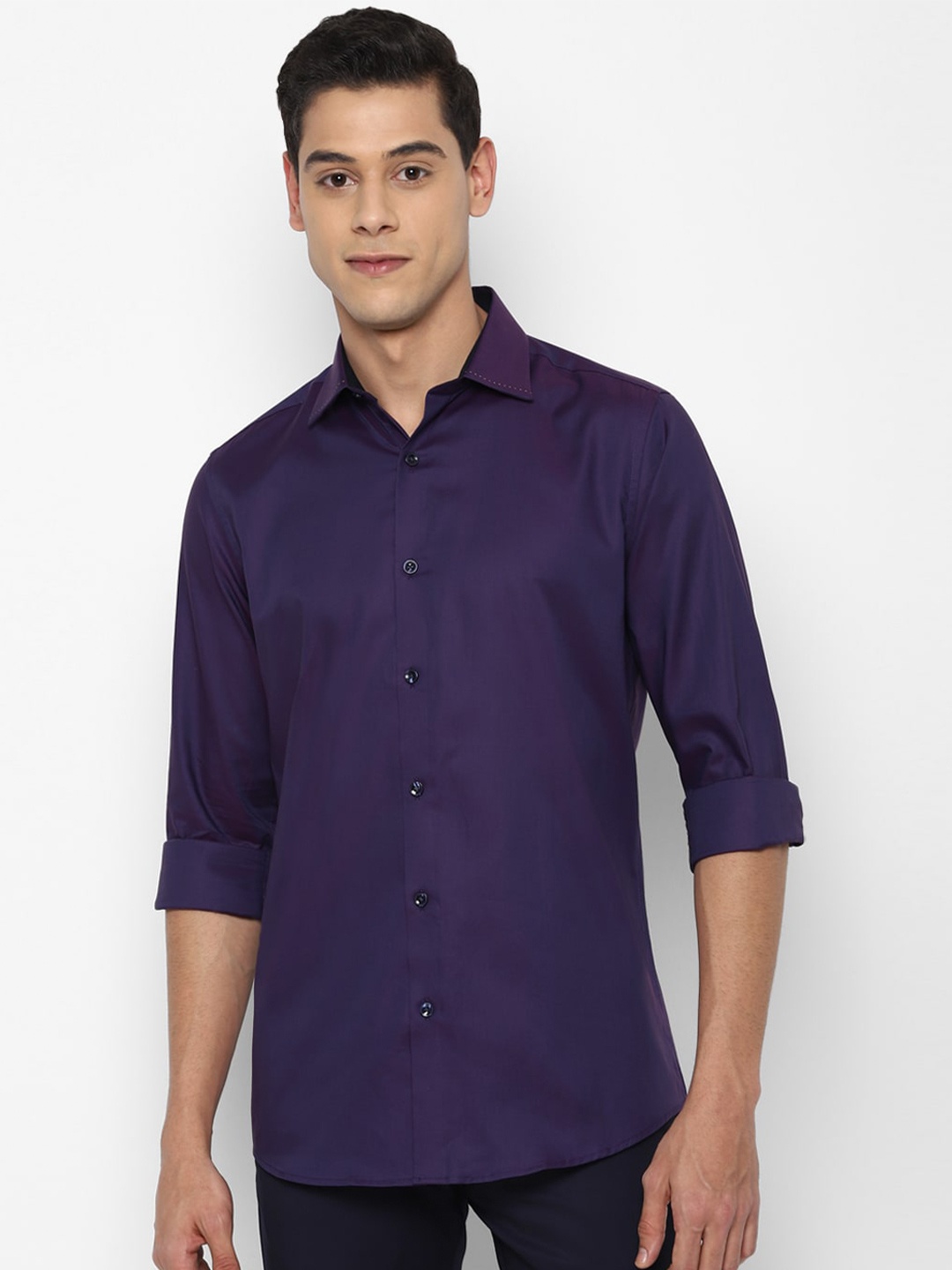 

Allen Solly Men Purple Slim Fit Pure Cotton Formal Shirt