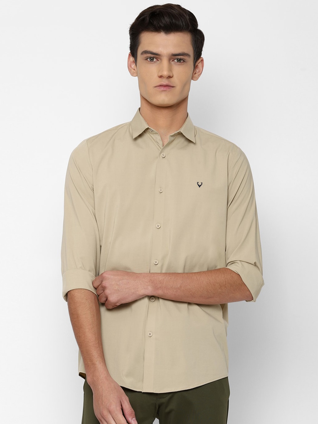 

Allen Solly Men Khaki Solid Slim Fit Casual Shirt