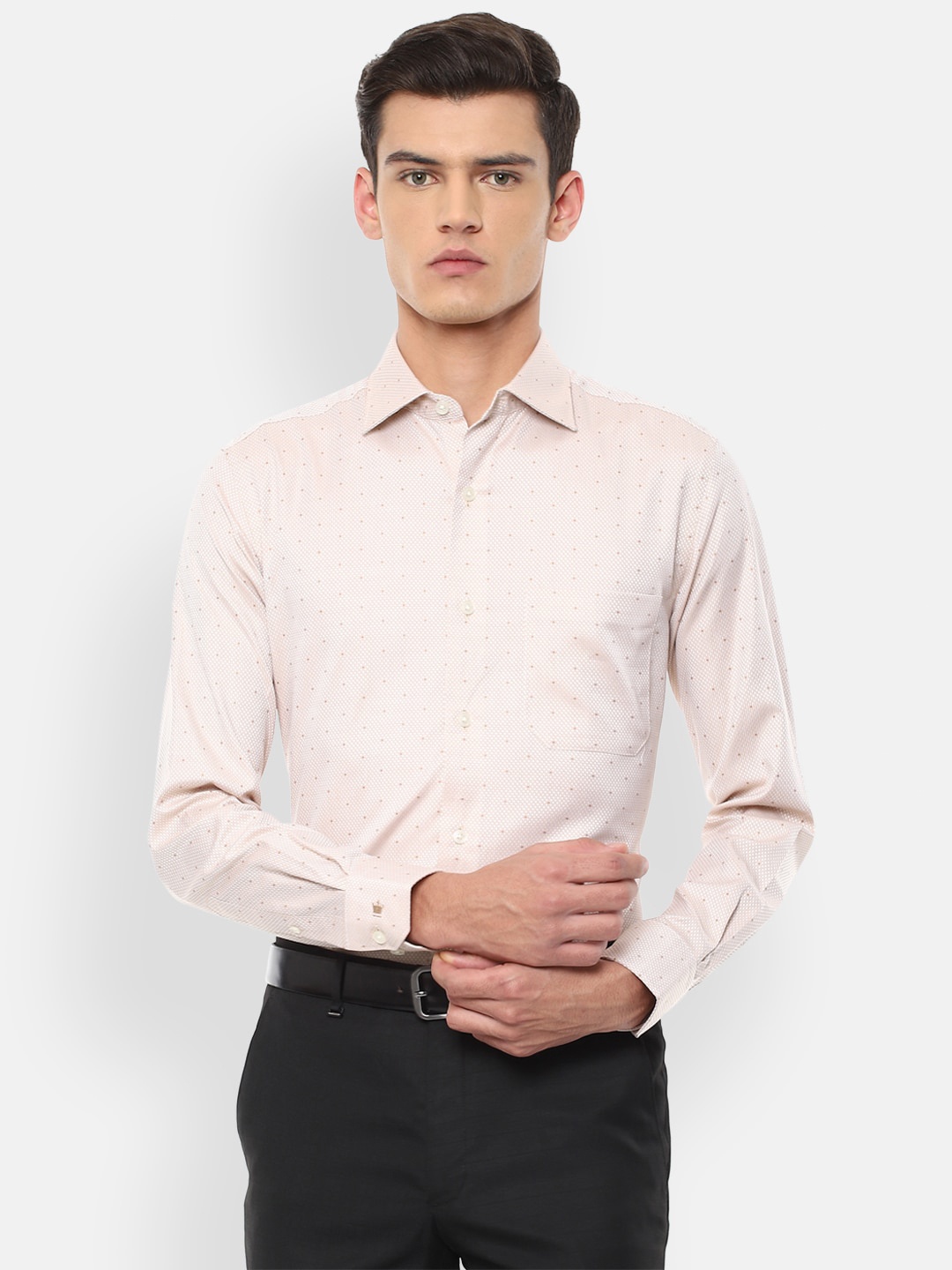 

Louis Philippe Gods & Kings Men Peach-Coloured Formal Shirt