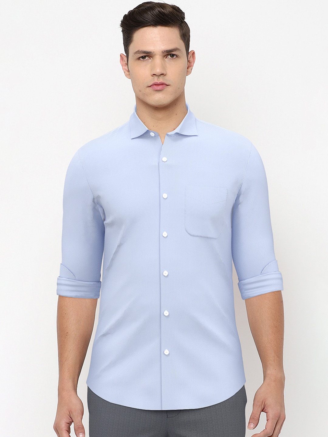 

Peter England Elite Men Blue Slim Fit Pure Cotton Formal Shirt