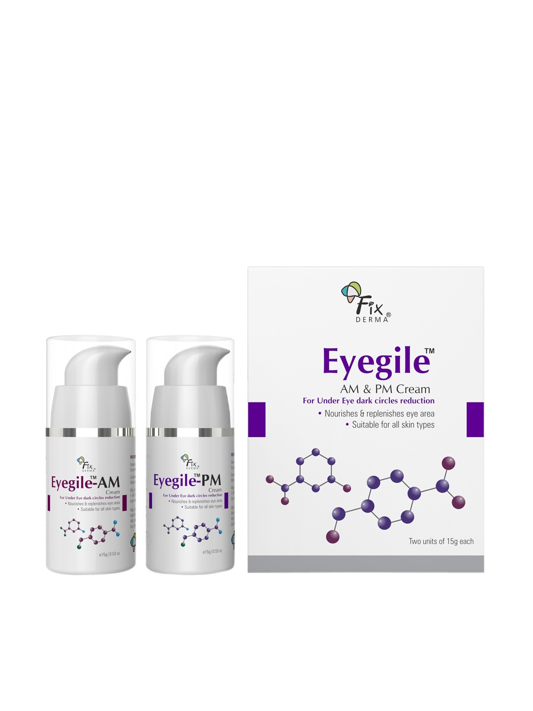 

FIXDERMA Eyegile AM and PM Under Eye Dark Circle Reduction Cream-15gm Each, Transparent