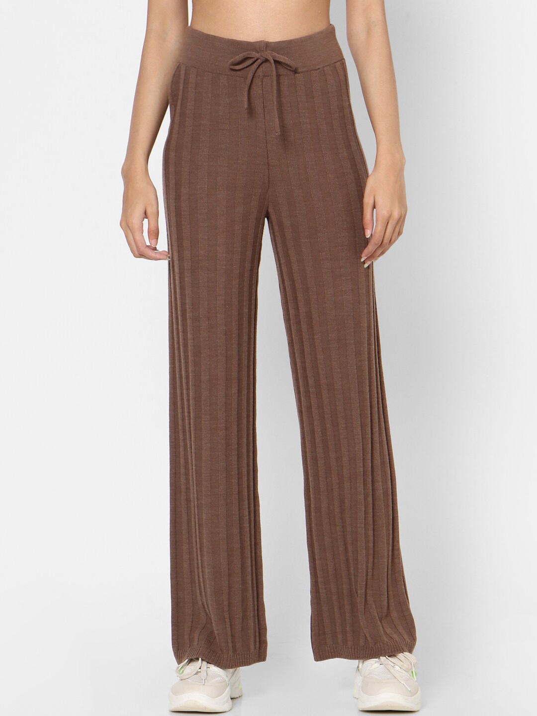 

ONLY Women Brown Straight Fit High-Rise Trousers