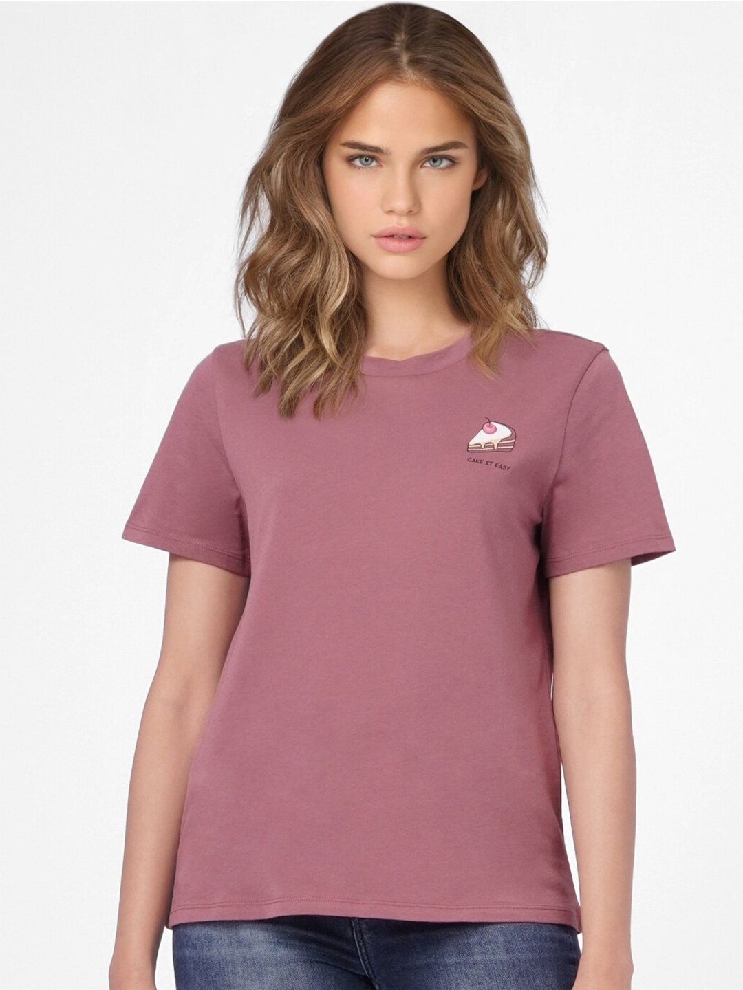 

ONLY Women Pink Solid T-shirt