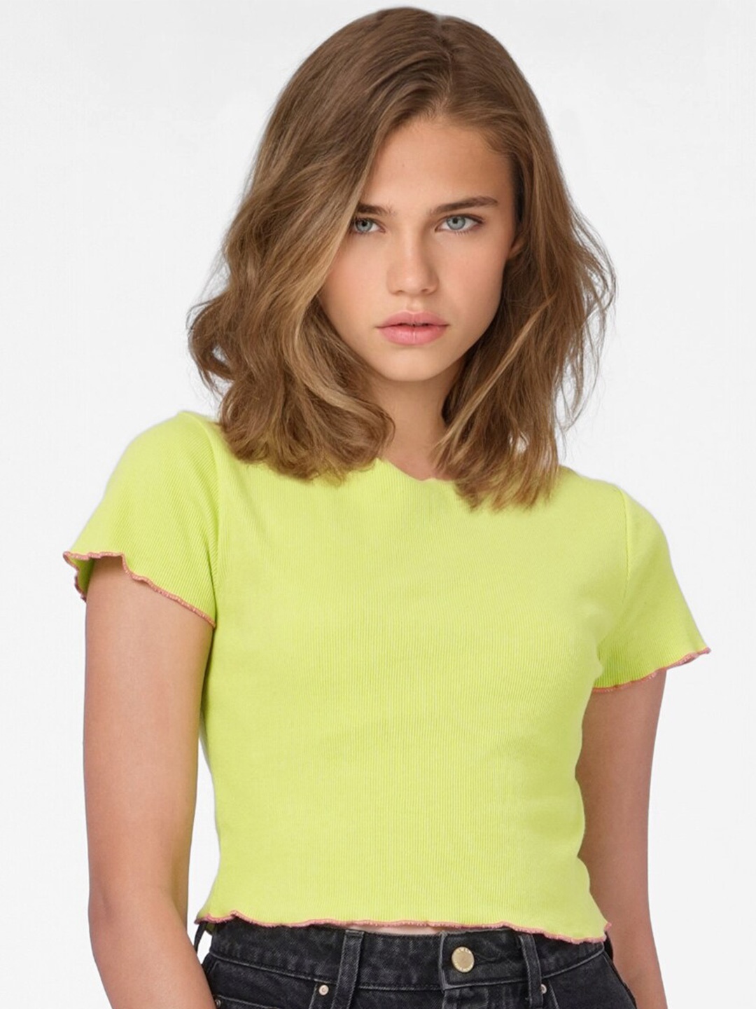 

ONLY Women Lime Green Solid T-shirt