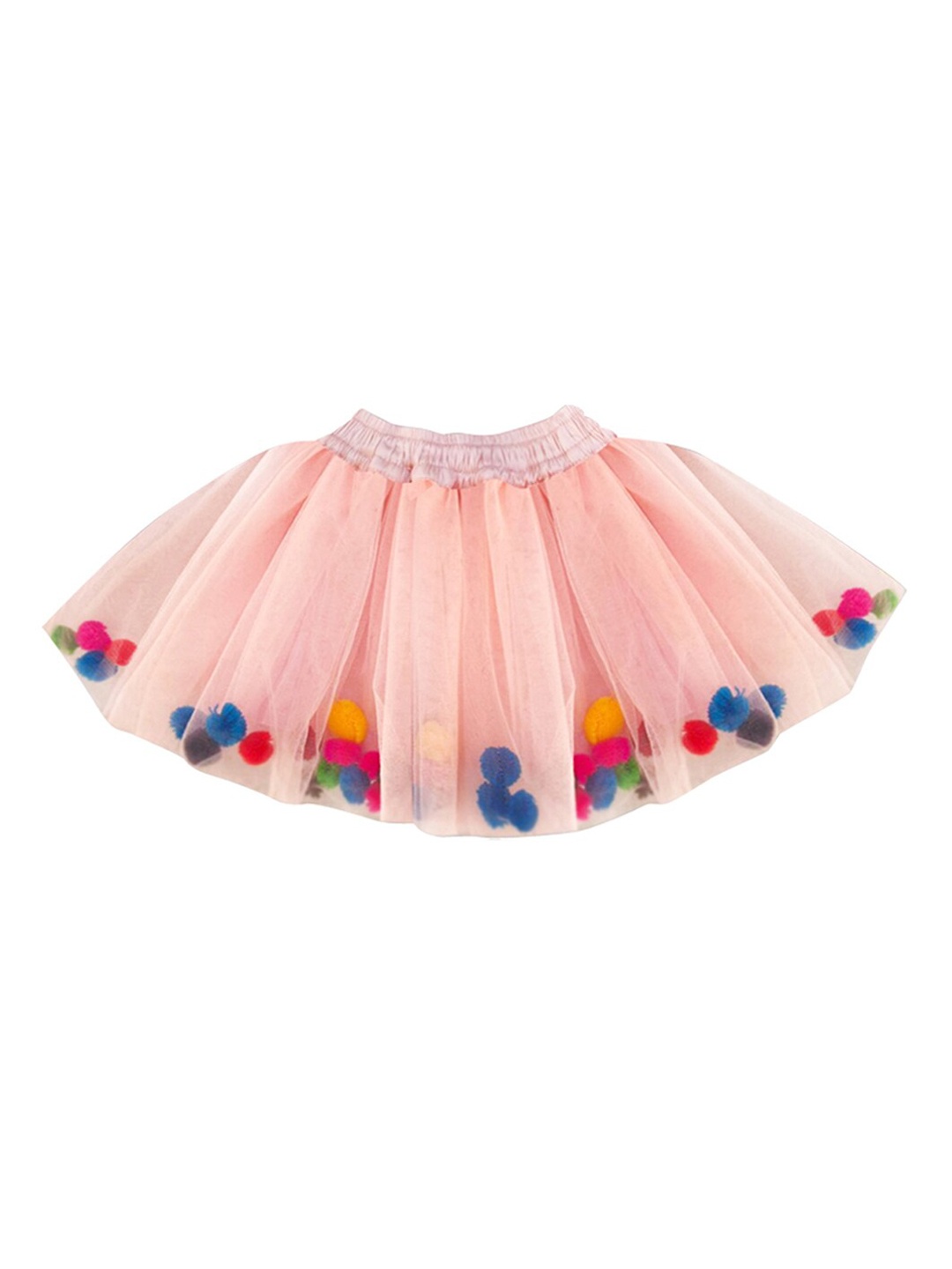 

A.T.U.N. Girls Peach-Coloured Flared Mini Tulle Skirt