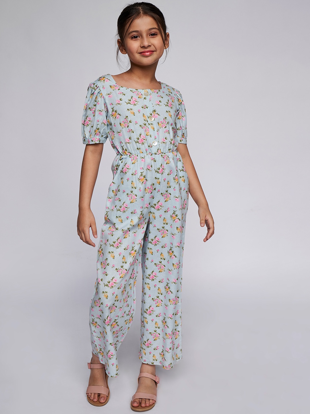 

AND Girls Blue Printed Basic Jumpsuit