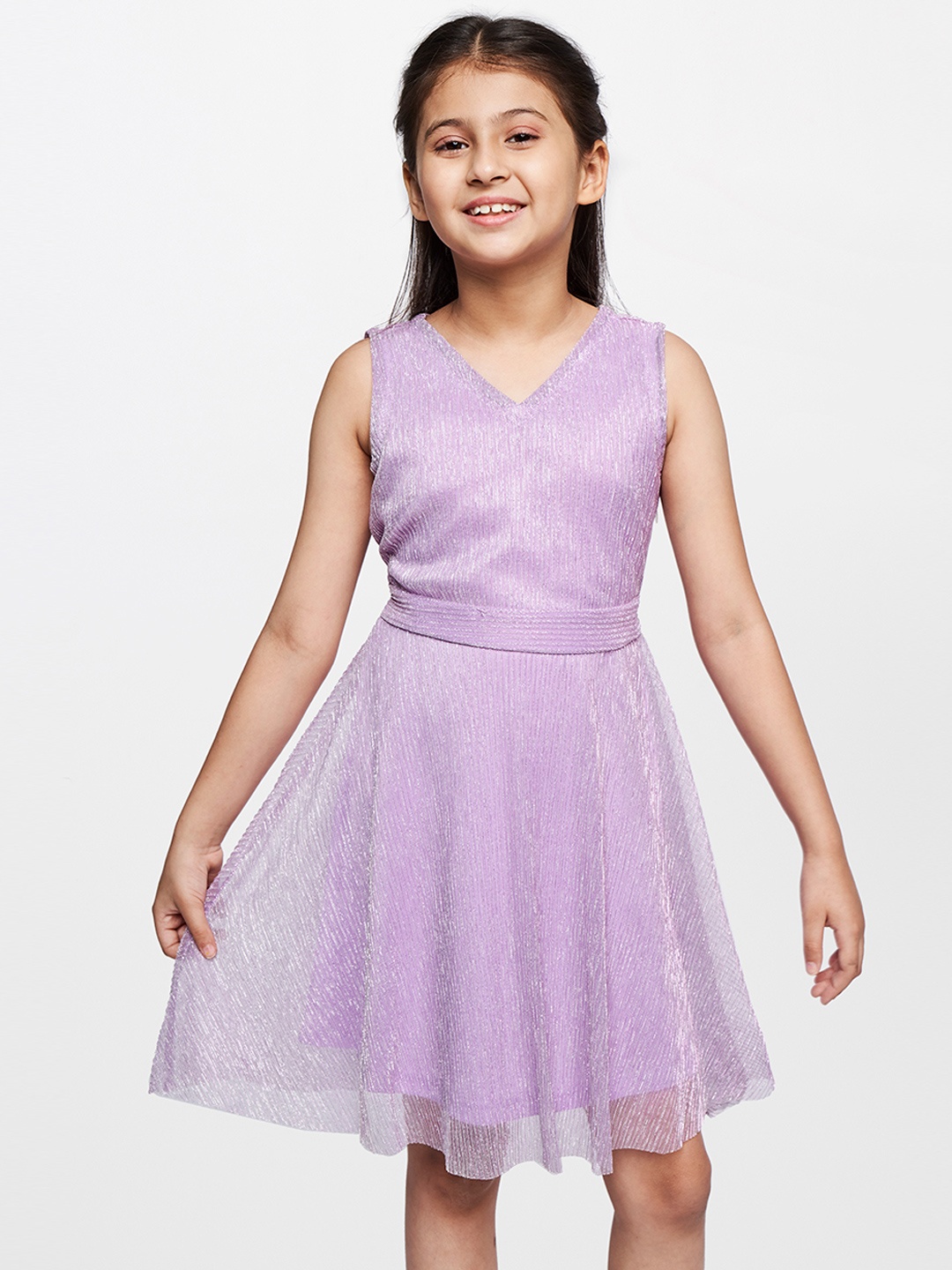 

AND Girls Purple Embellished A-Line Dress