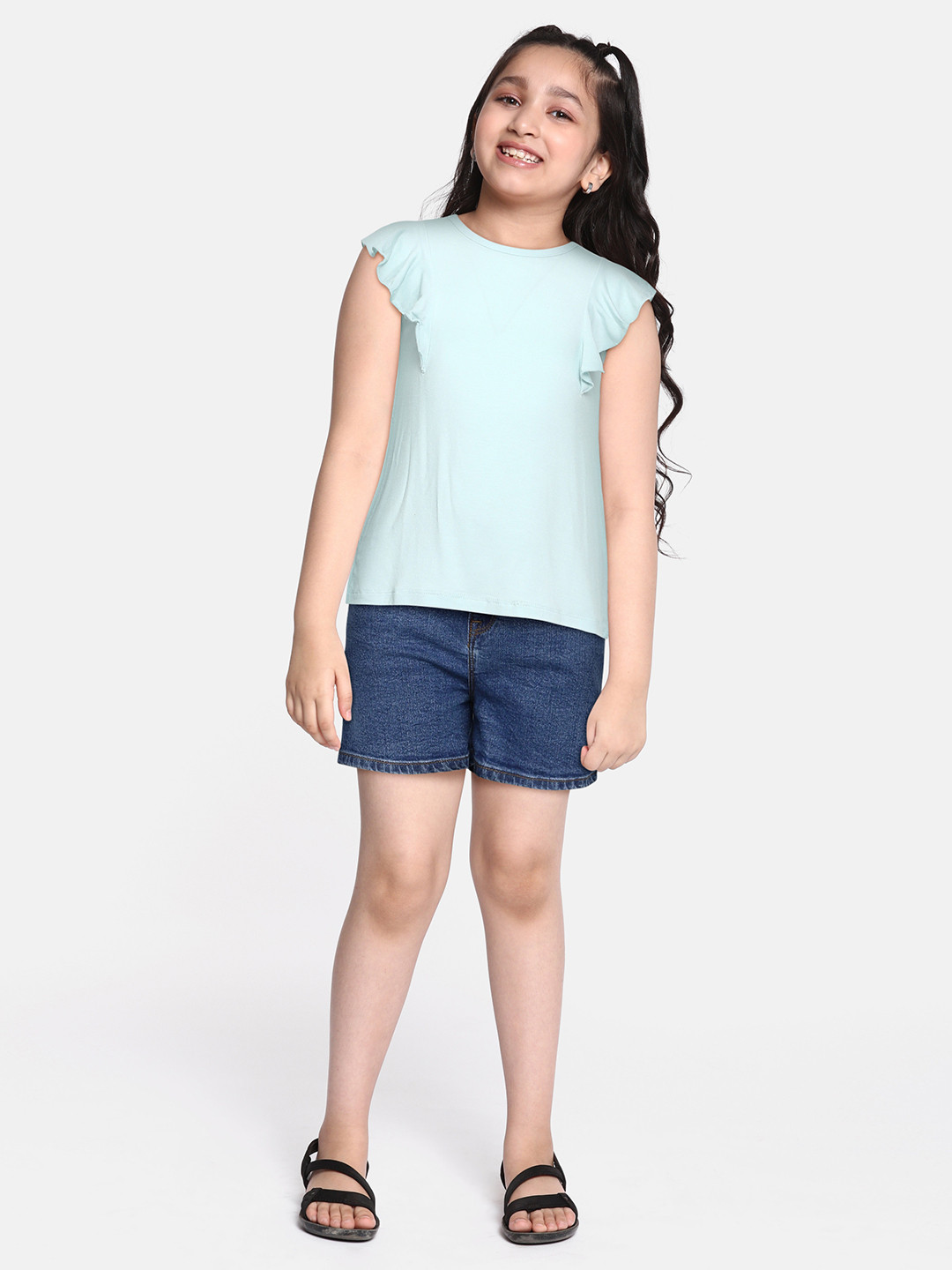 

AND Girls Blue Regular Fit Denim Shorts