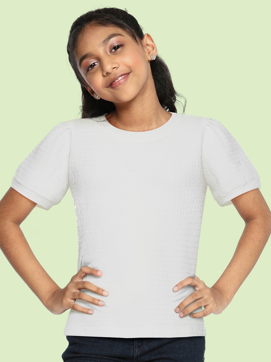 

AND Girls White Solid Top