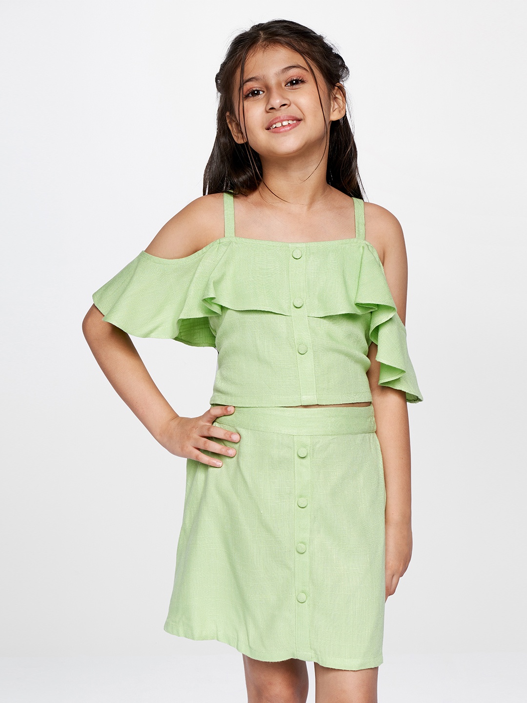 

AND Girls Lime Green Top with Skirt
