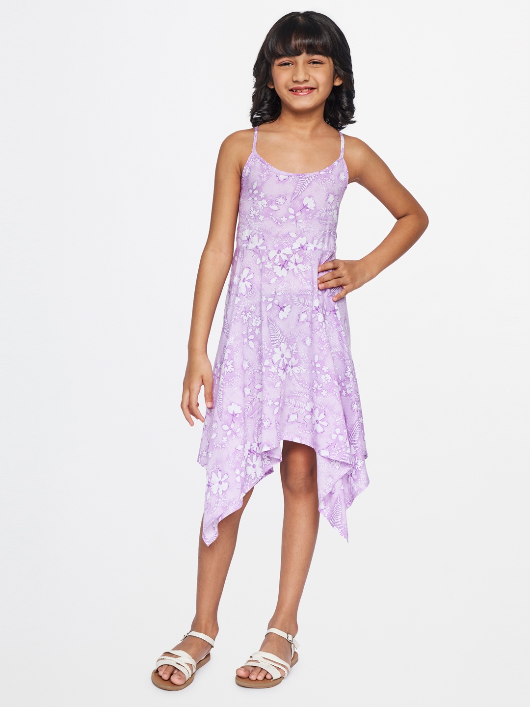 

Global Desi Girls Lavender Printed Fit & Flare Dress