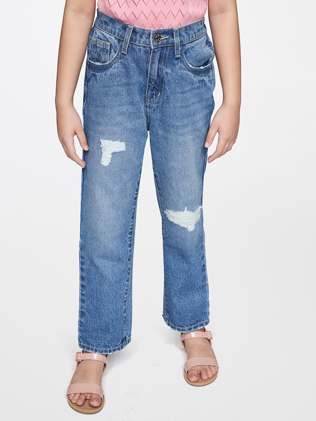 

AND Girls Blue Mildly Distressed Light Fade Jeans