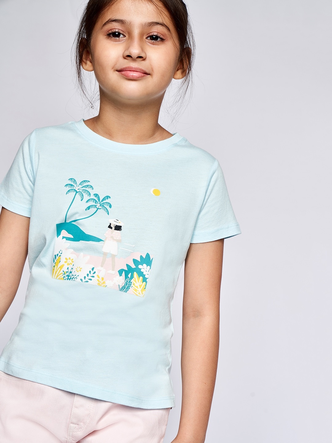

AND Girls Blue Printed T-shirt