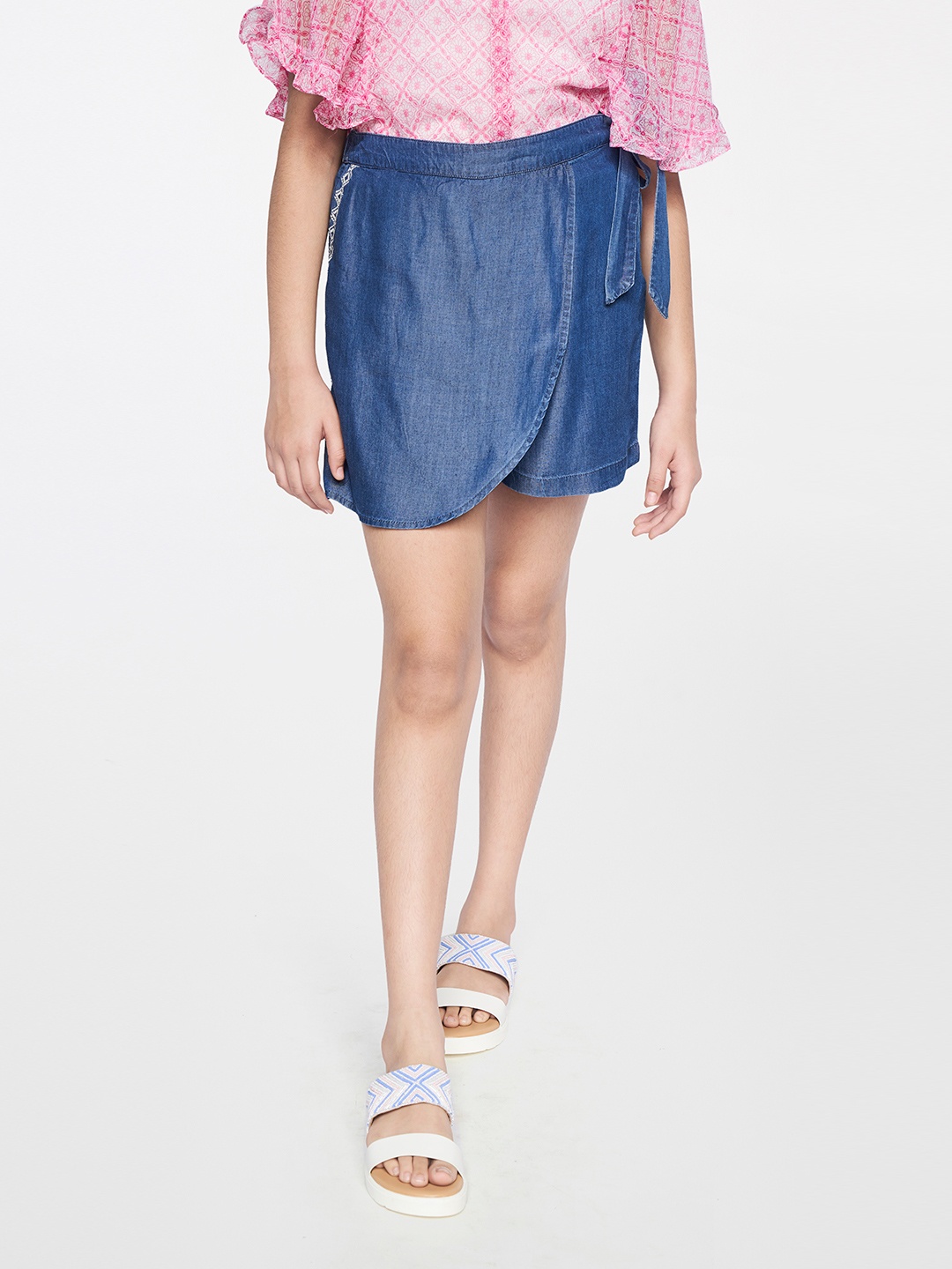 

Global Desi Girls Blue Tencel Shorts