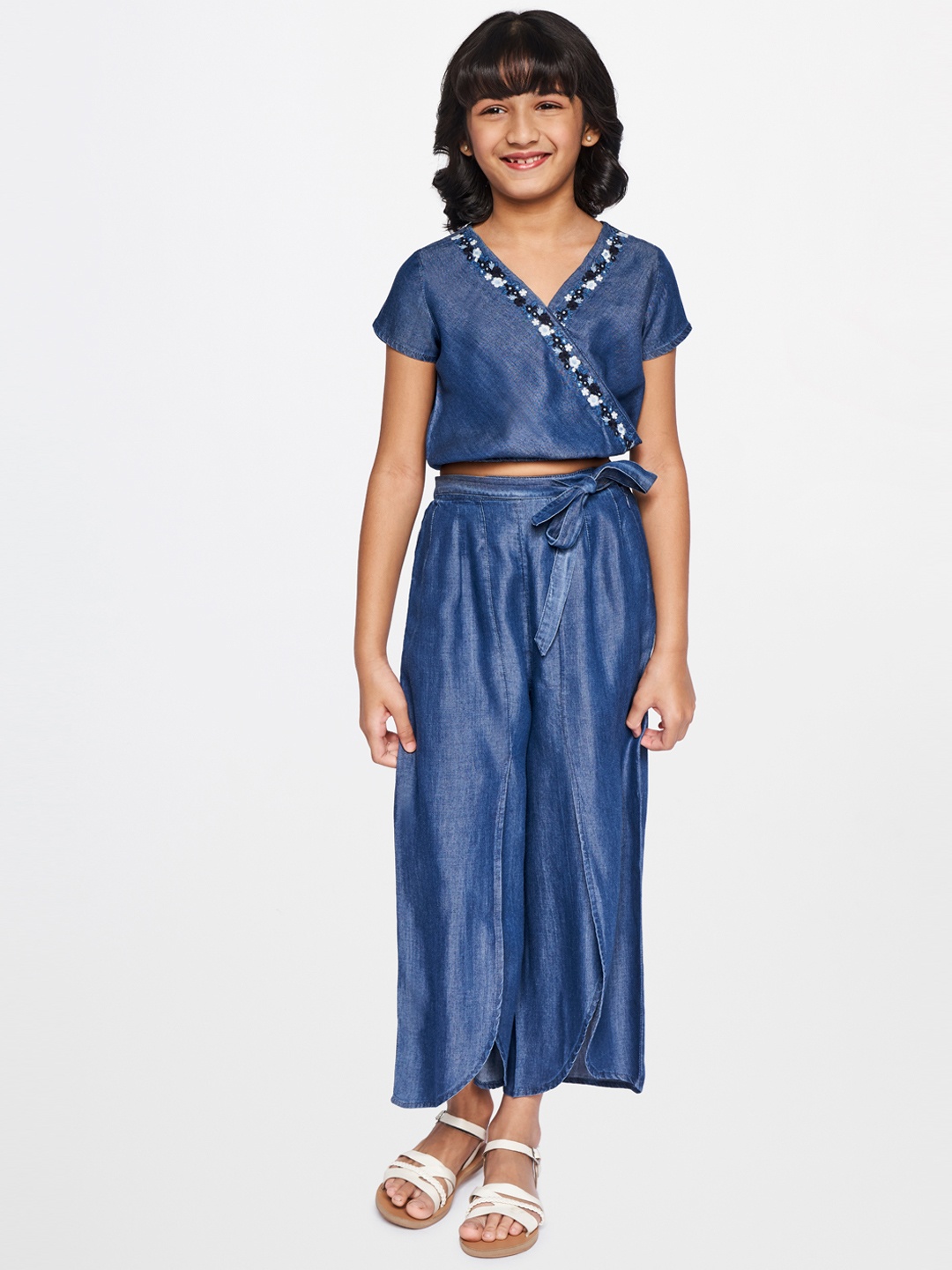 

Global Desi Girls Blue Top with Trousers