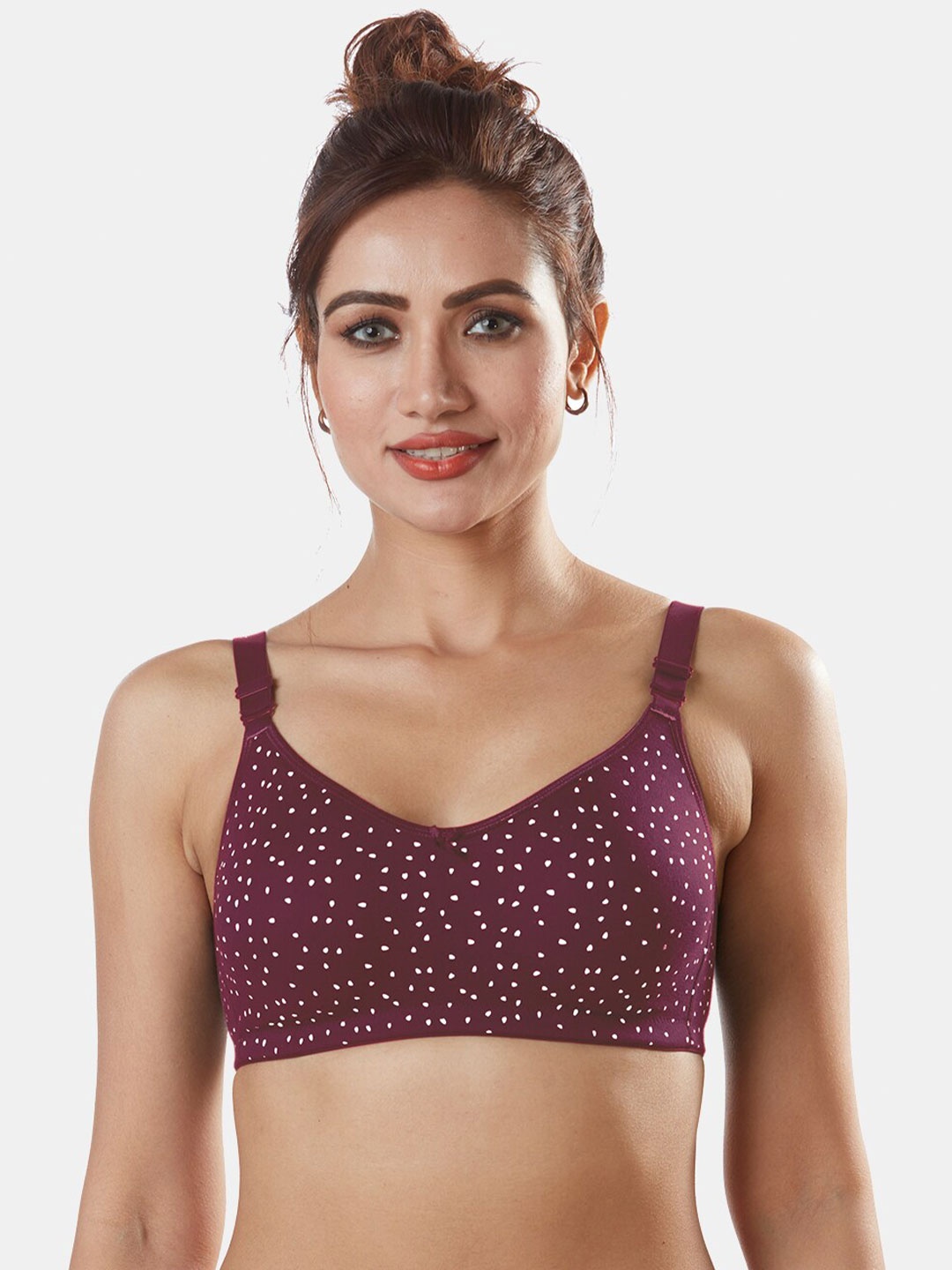 

Sonari Burgundy & White Abstract T-shirt Bra nivyawine32C