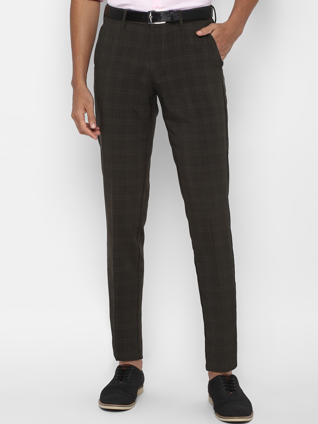 

Allen Solly Men Grey Checked Slim Fit Formal Trousers