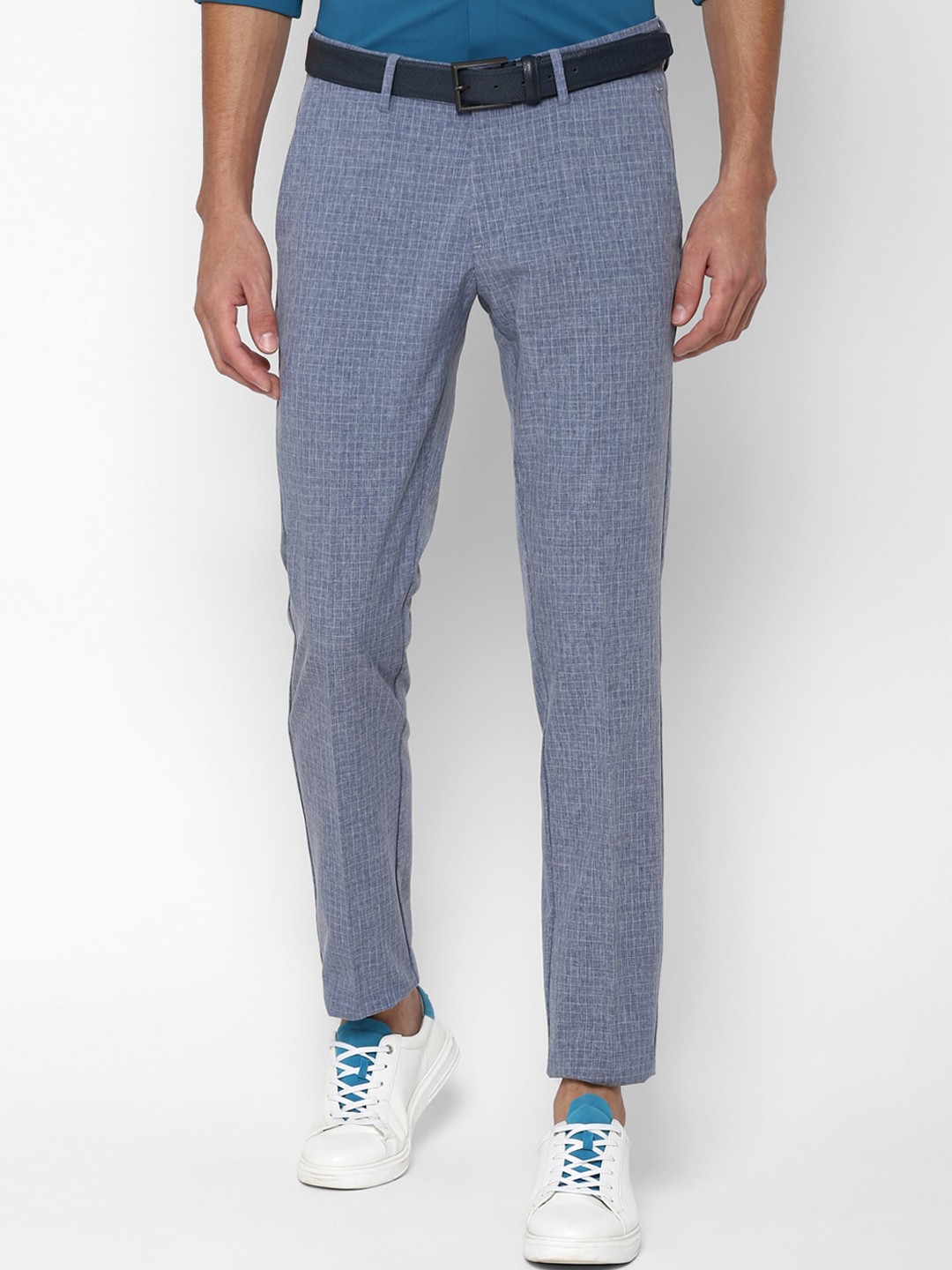 

Allen Solly Men Blue Checked Slim Fit Trousers
