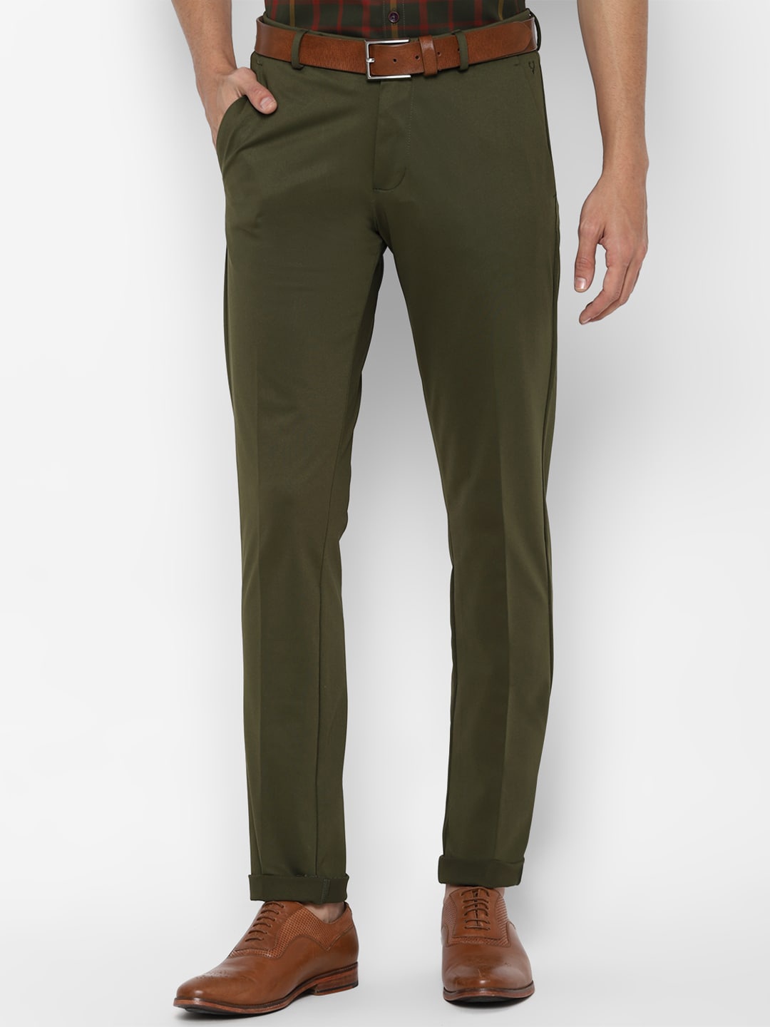 

Allen Solly Men Olive Green Slim Fit Trousers