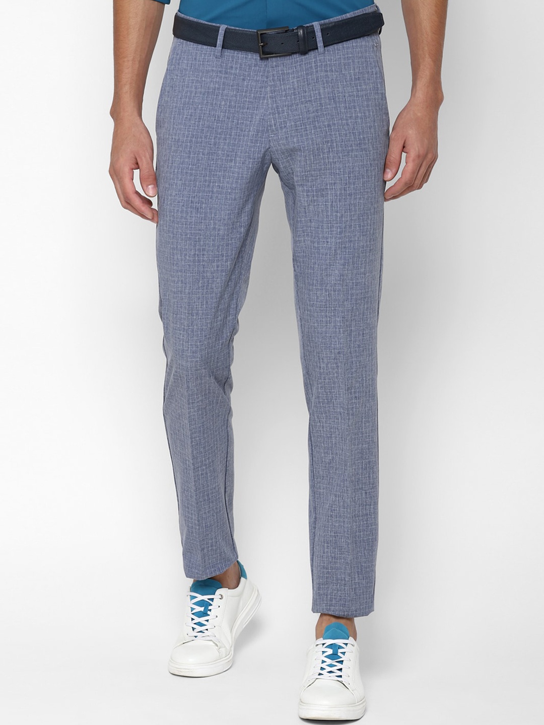 

Allen Solly Men Blue Textured Slim Fit Trousers