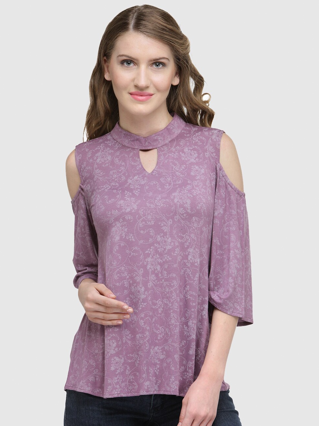 

Magnetic Designs Lavender Print Keyhole Neck Top