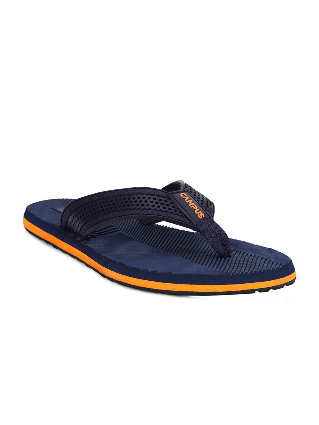 

Campus Men Navy Blue & Orange Room Slippers