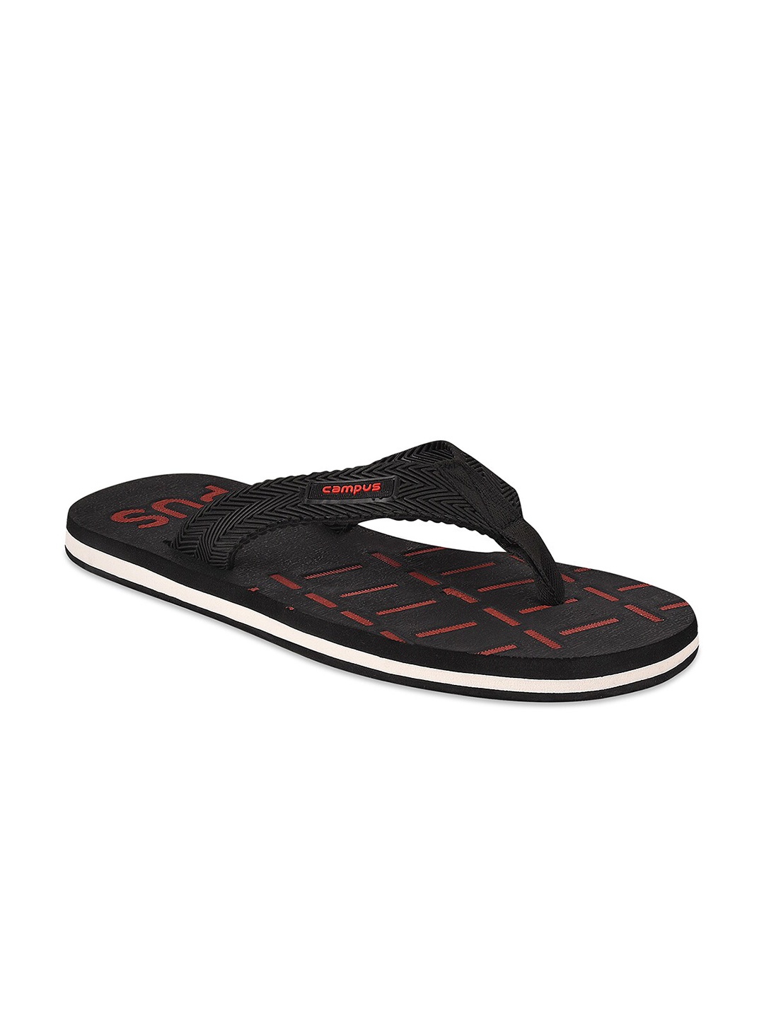 

Campus Men Black & Red Printed Room Slippers