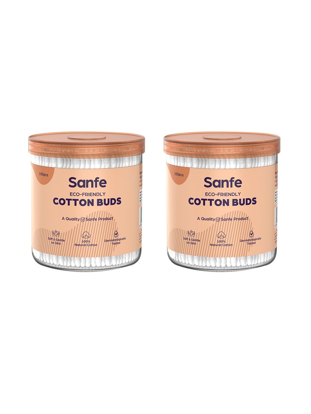 

Sanfe Pack of 2 Eco Friendly Bamboo Cotton Buds 100pcs each, White