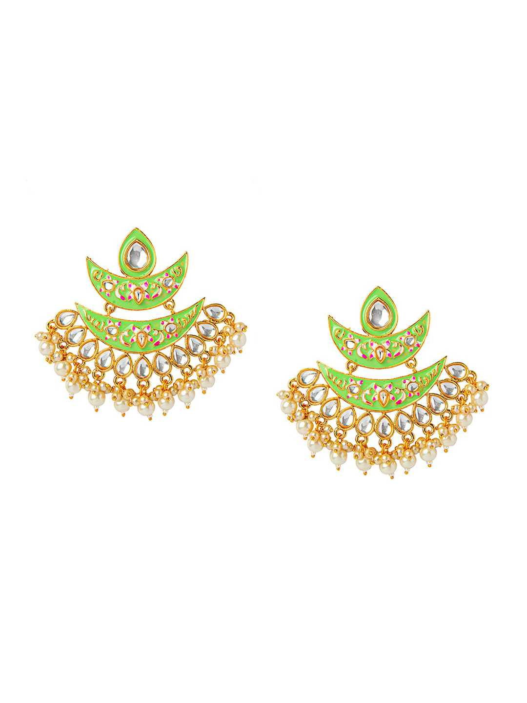 

Shining Jewel - By Shivansh Gold-Toned & Green Contemporary Drop Earrings