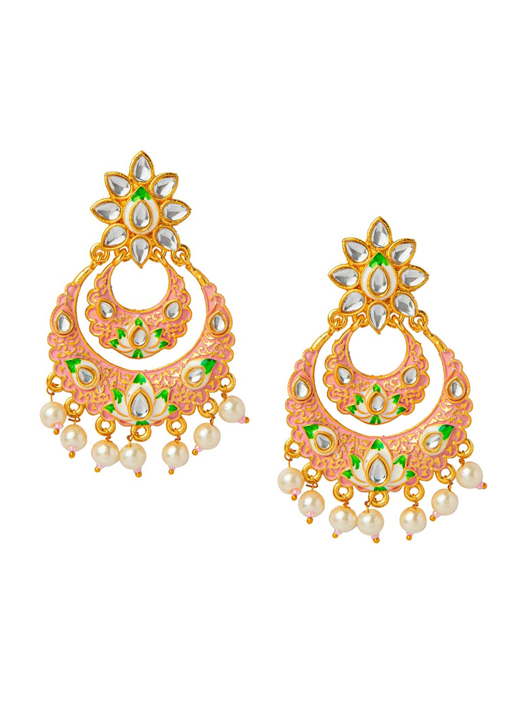 

Shining Jewel - By Shivansh Gold-Plated Peach-Coloured & White Crescent Shaped