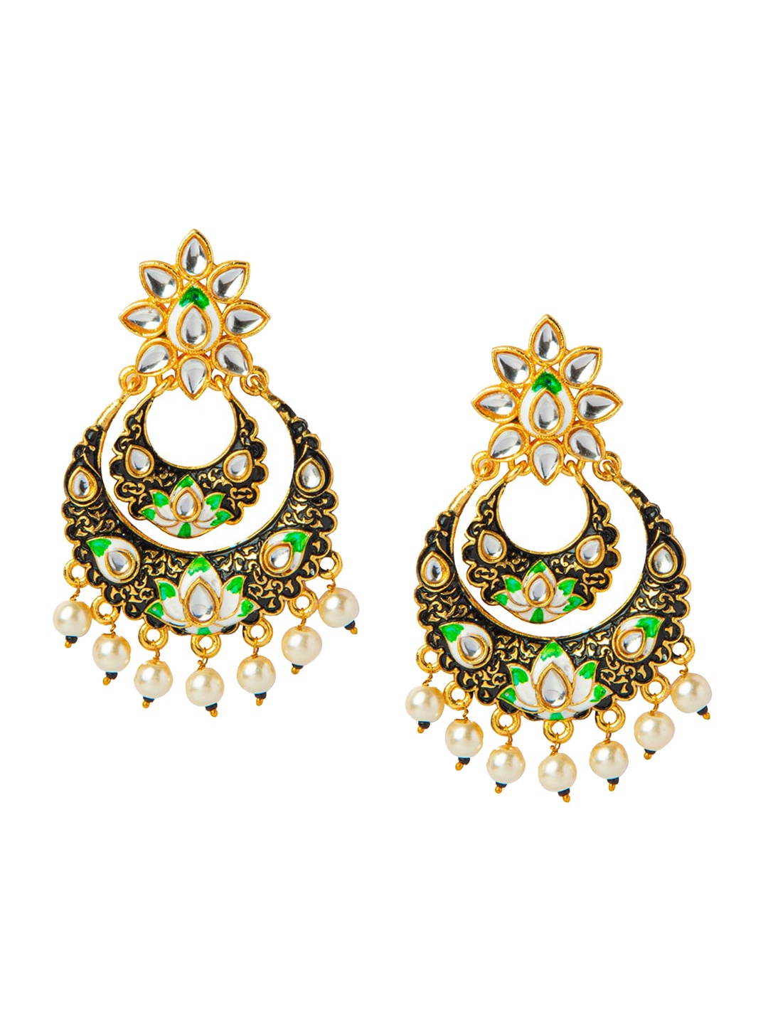 

Shining Jewel - By Shivansh Gold-Toned Contemporary Chandbalis Earrings