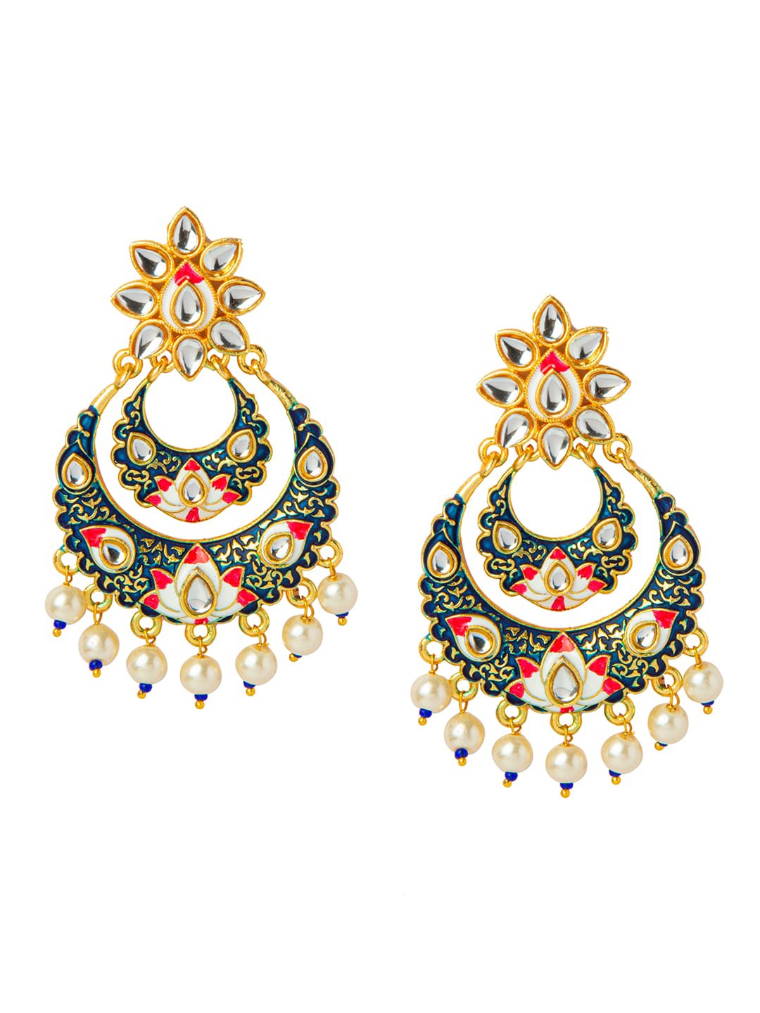 

Shining Jewel - By Shivansh Gold-Toned Contemporary Chandbalis Earrings