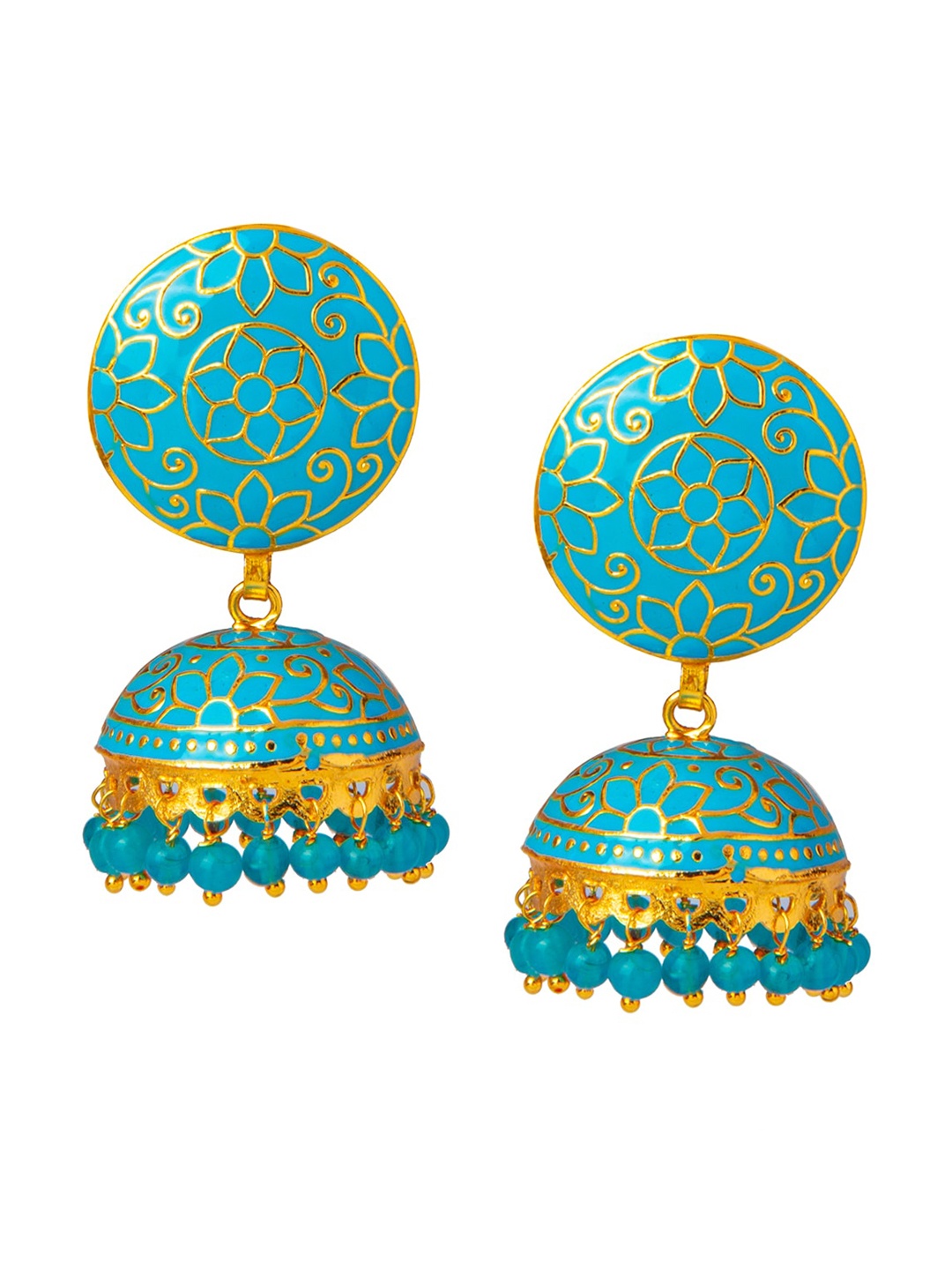 

Shining Jewel - By Shivansh Gold-Toned Contemporary Jhumkas Earrings