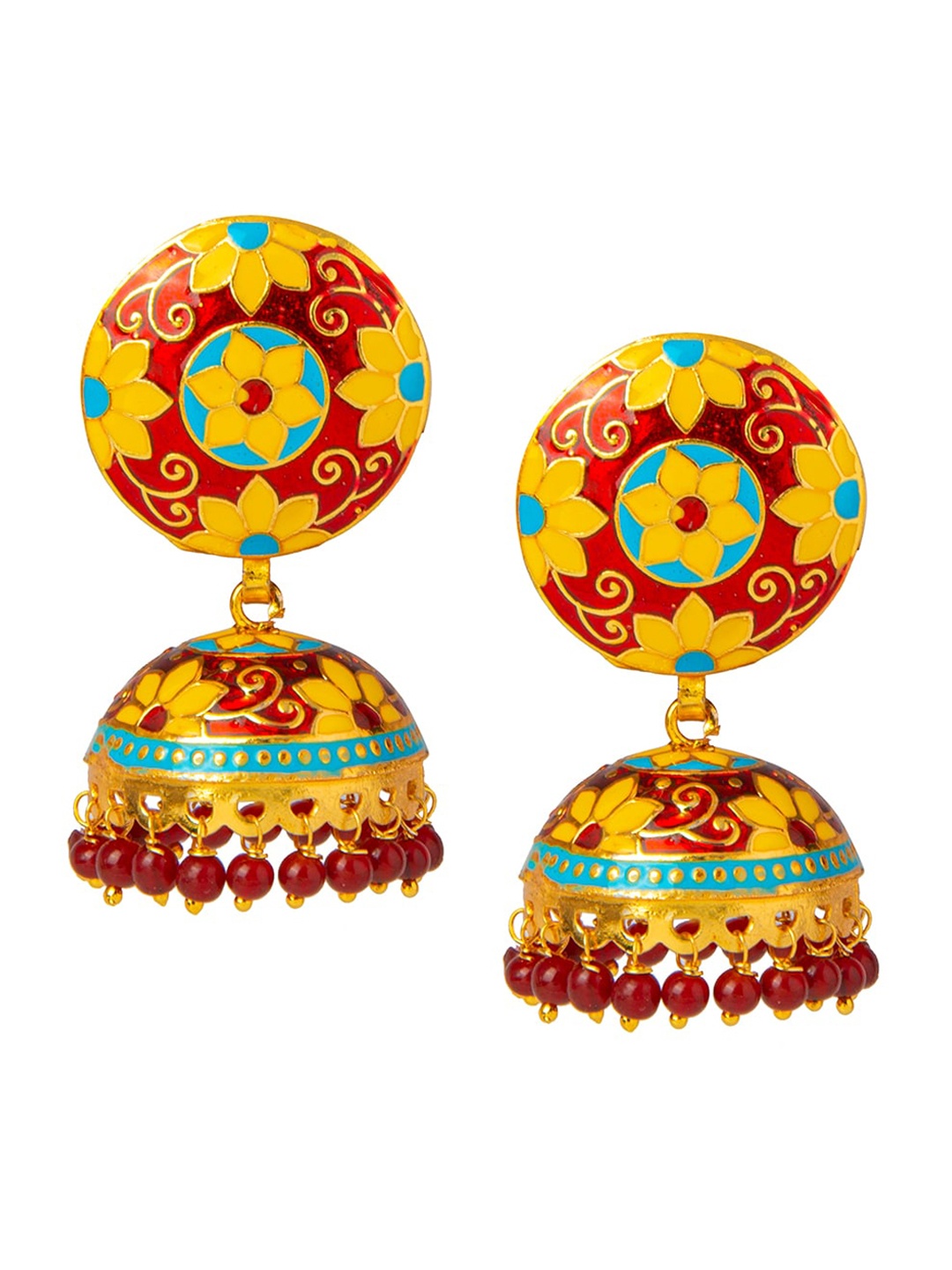 

Shining Jewel - By Shivansh Gold-Toned Contemporary Jhumkas Earrings