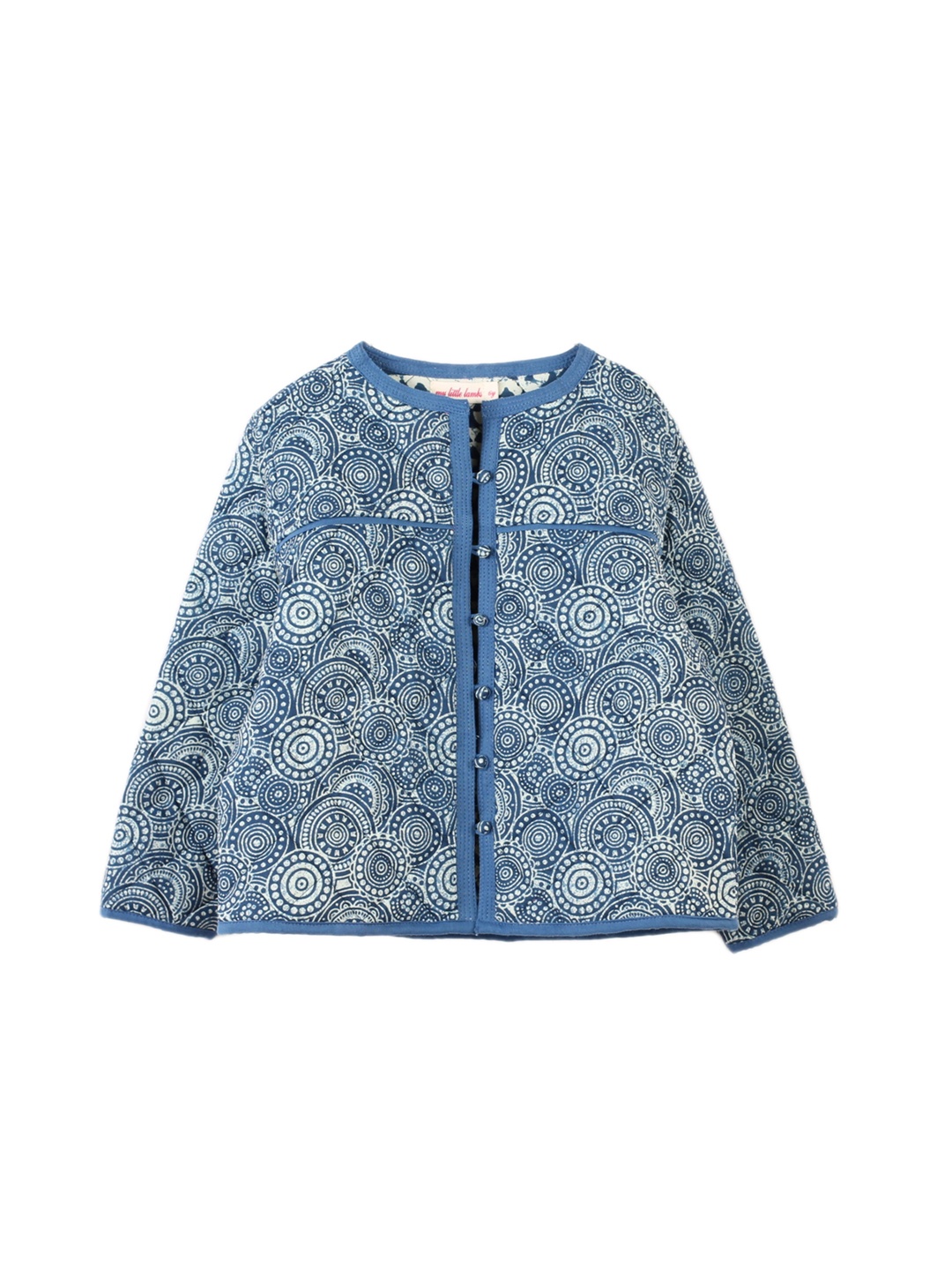 

My Little Lambs Girls Blue & White Printed Reversible Jacket