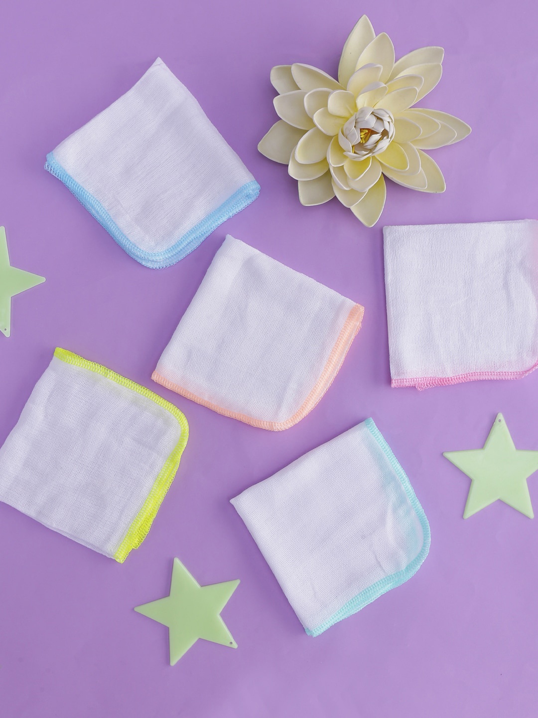 

POKORY Pack of 3 Organic Cotton Face Napkins, White