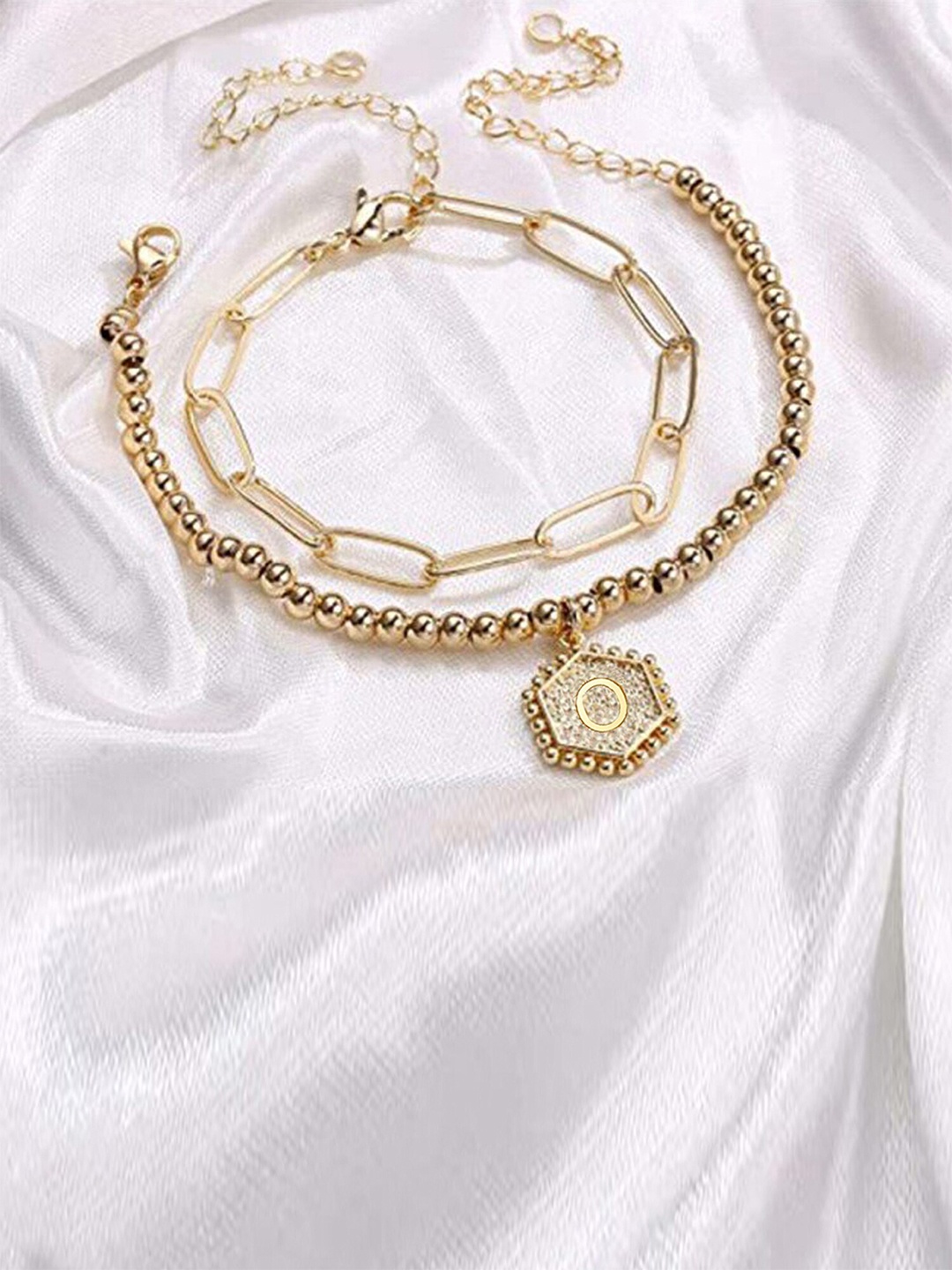 

Jewels Galaxy Women Gold-Toned Layered Alphabetical O Bracelet