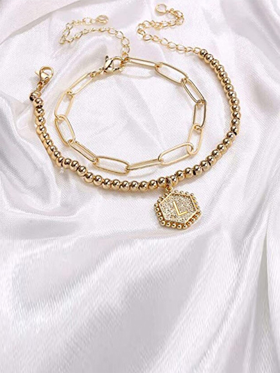 

Jewels Galaxy Women Gold-Toned Brass Gold-Plated Wraparound Bracelet