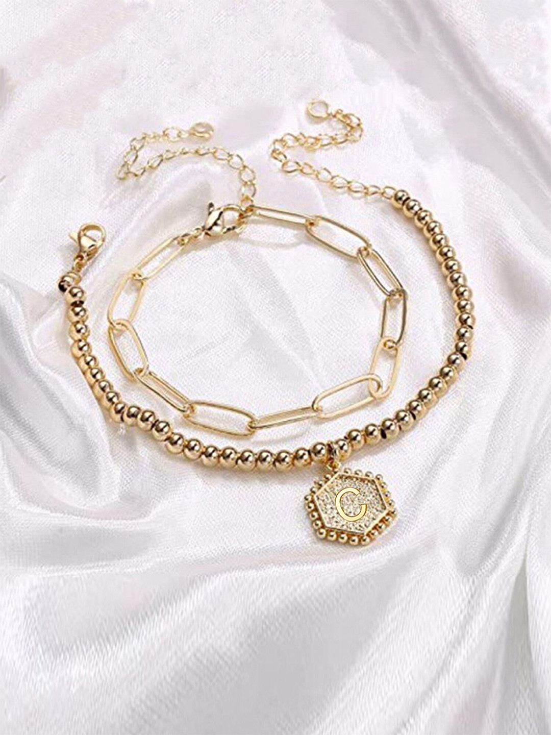 

Jewels Galaxy Set Of 2 Women Gold-Toned Brass Gold-Plated Wraparound Bracelet