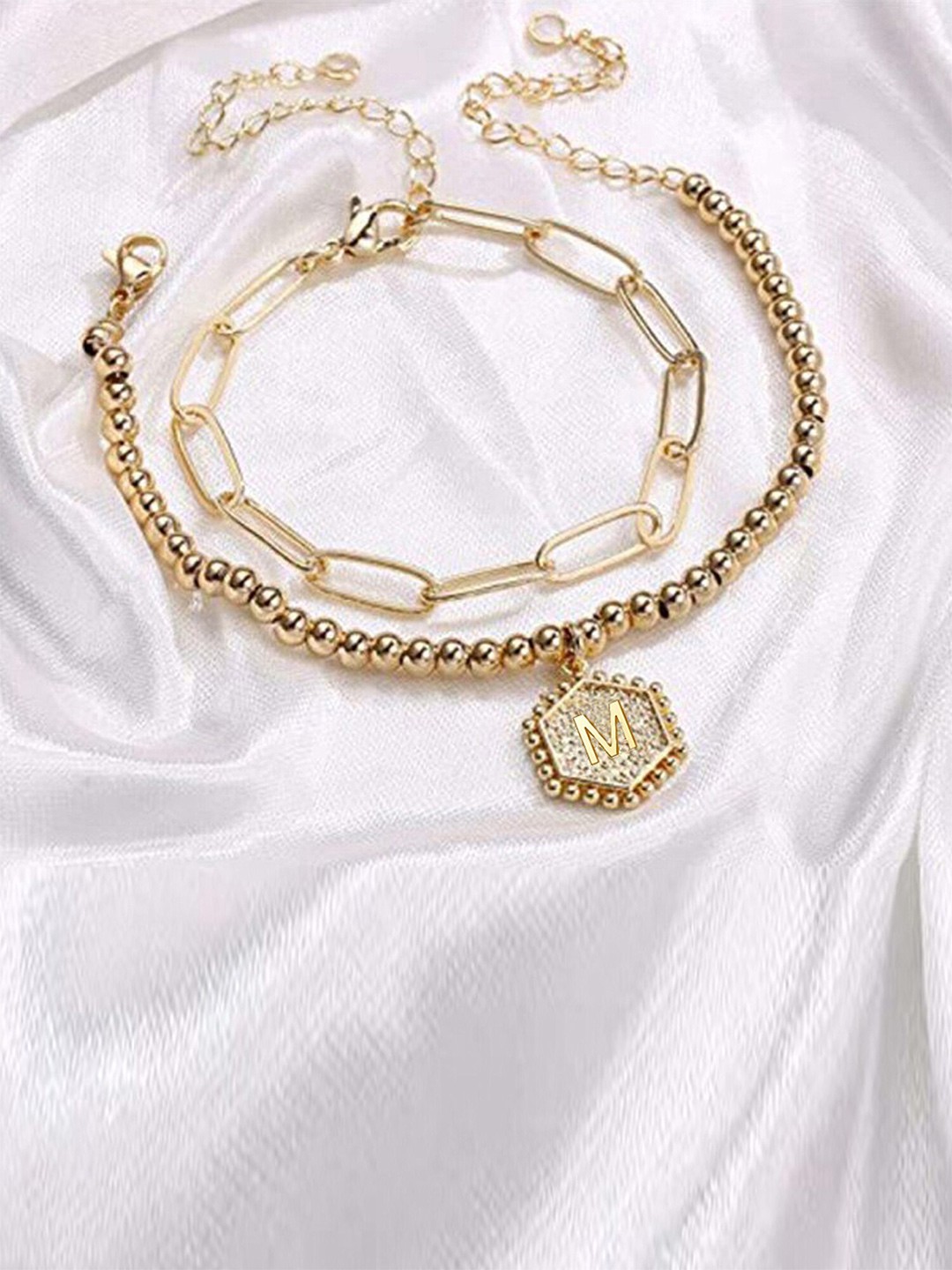 

Jewels Galaxy Set Of 2 Women Gold-Toned Brass Gold-Plated Wraparound Bracelet
