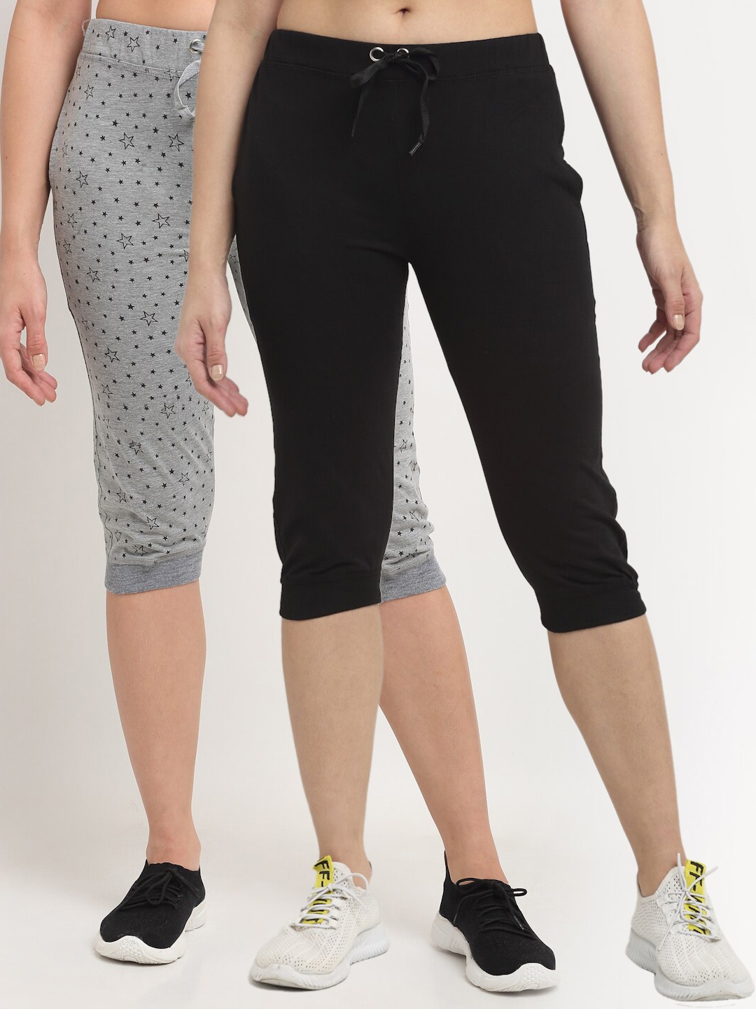 

VIMAL JONNEY Women Pack Of 2 Black & Grey Capris