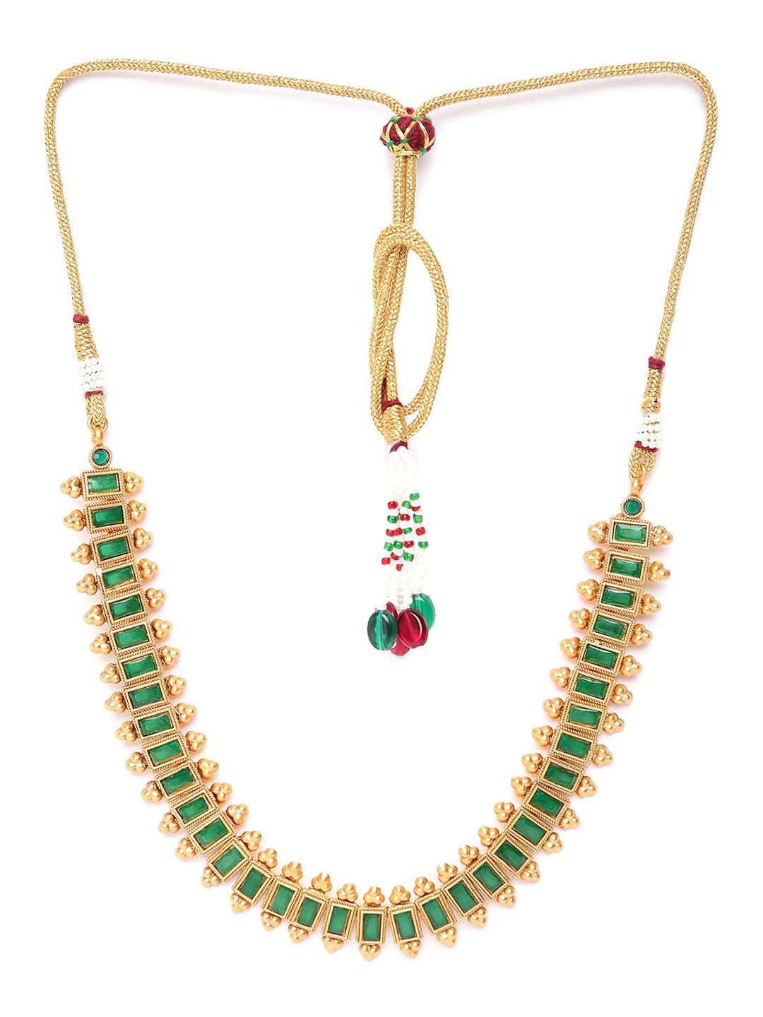 

GRIIHAM Gold-Plated Green AD-Studded Jewellery Set
