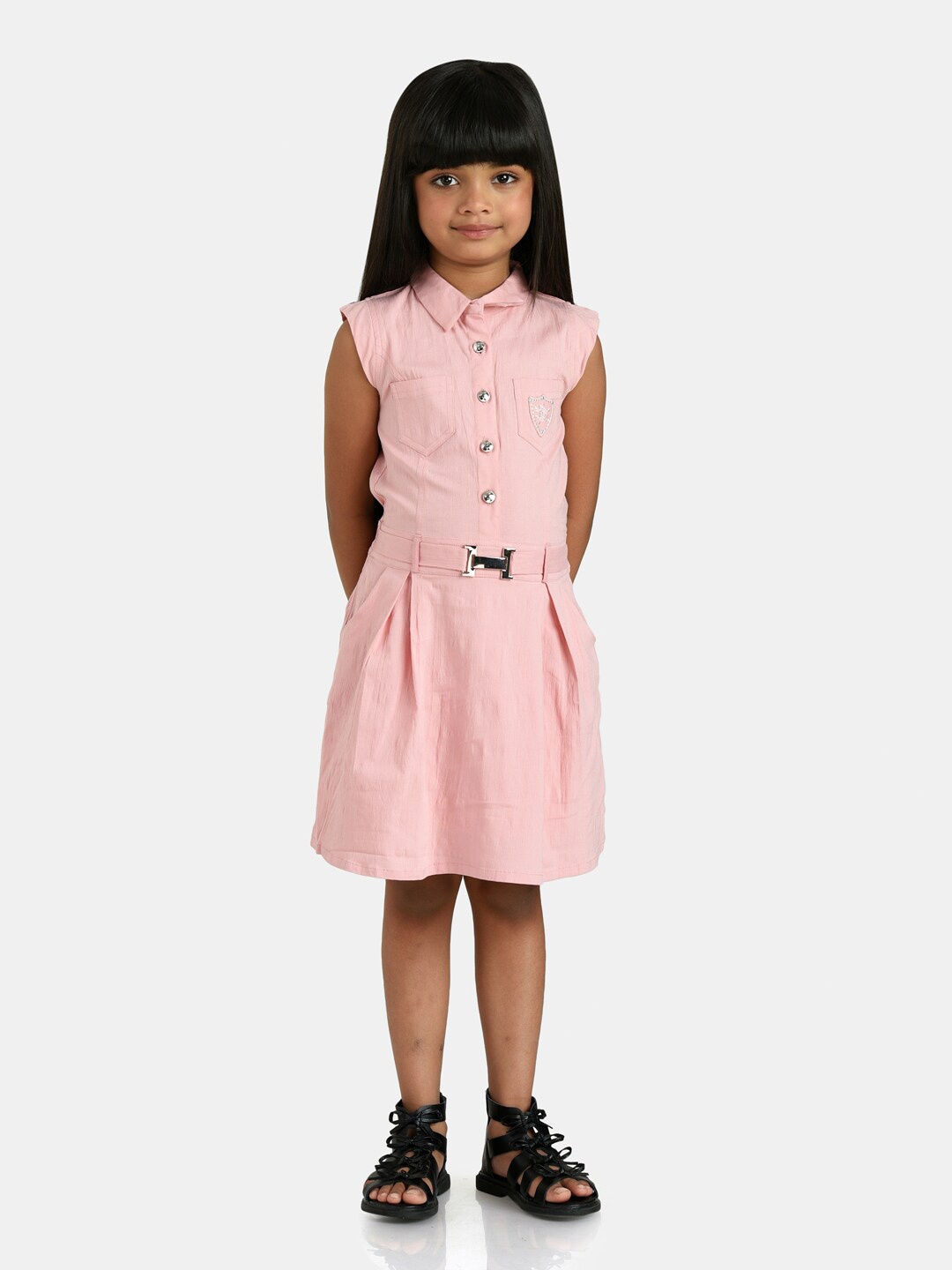 

Peppermint Girls Pink Satin Shirt Dress