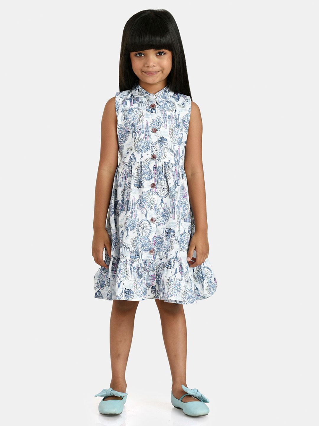 

Peppermint Blue & White Printed Dress