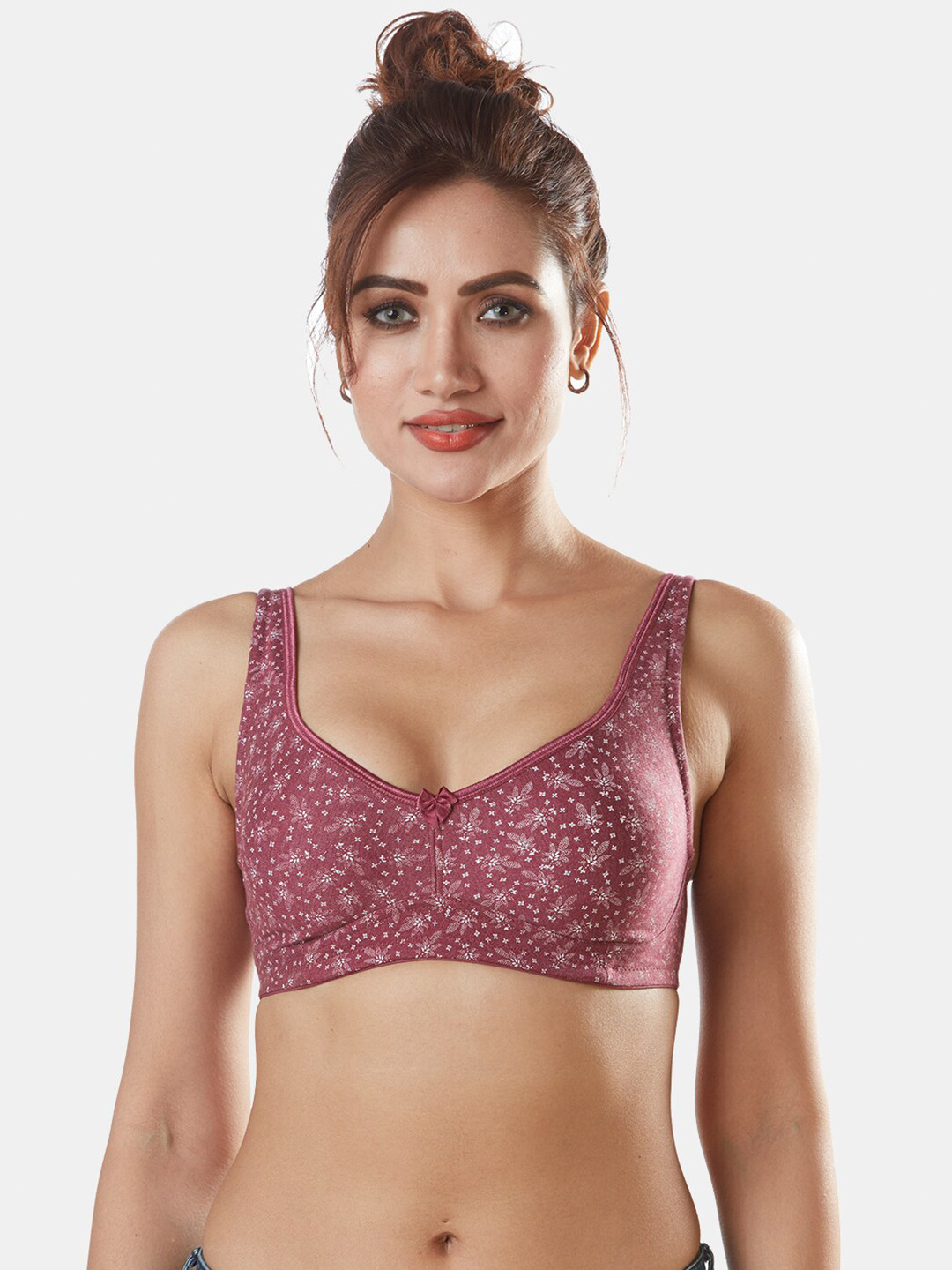 

Sonari Women Mauve & White Non-padded Super Support Seamless Everyday Floral Bra