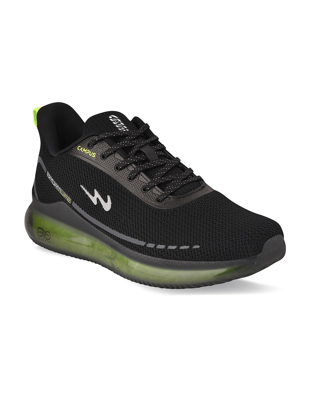 

Campus Men Black Mesh Running Shoes
