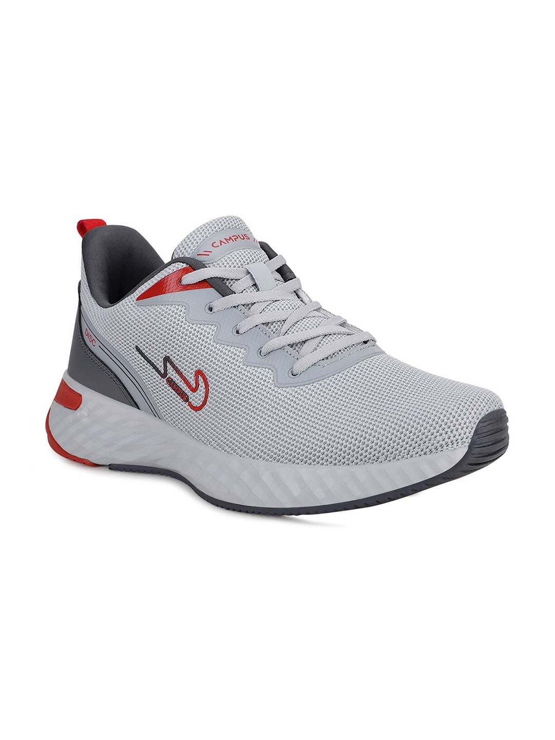 

Campus Men Grey & Red Solid Mesh Running Shoes