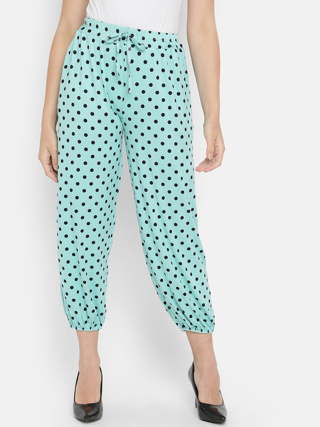 

V2 Value & Variety Woman Sea-Green & Black Printed Harem Pants