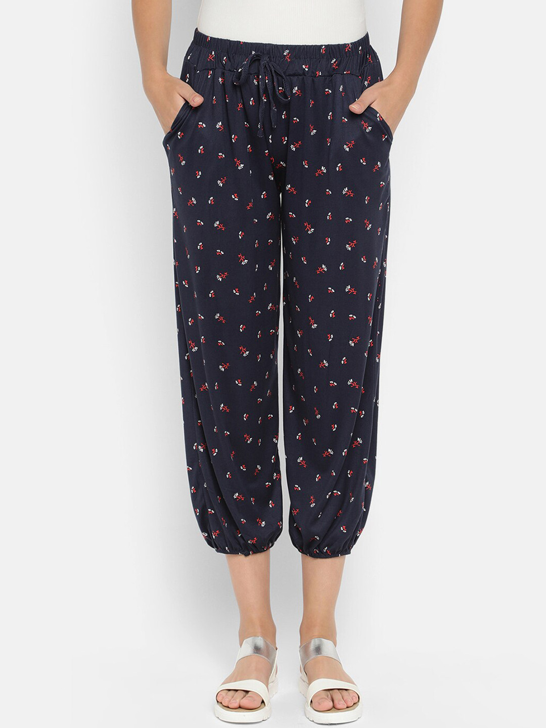 

V2 Value & Variety Navy Blue & Red Harem Pants